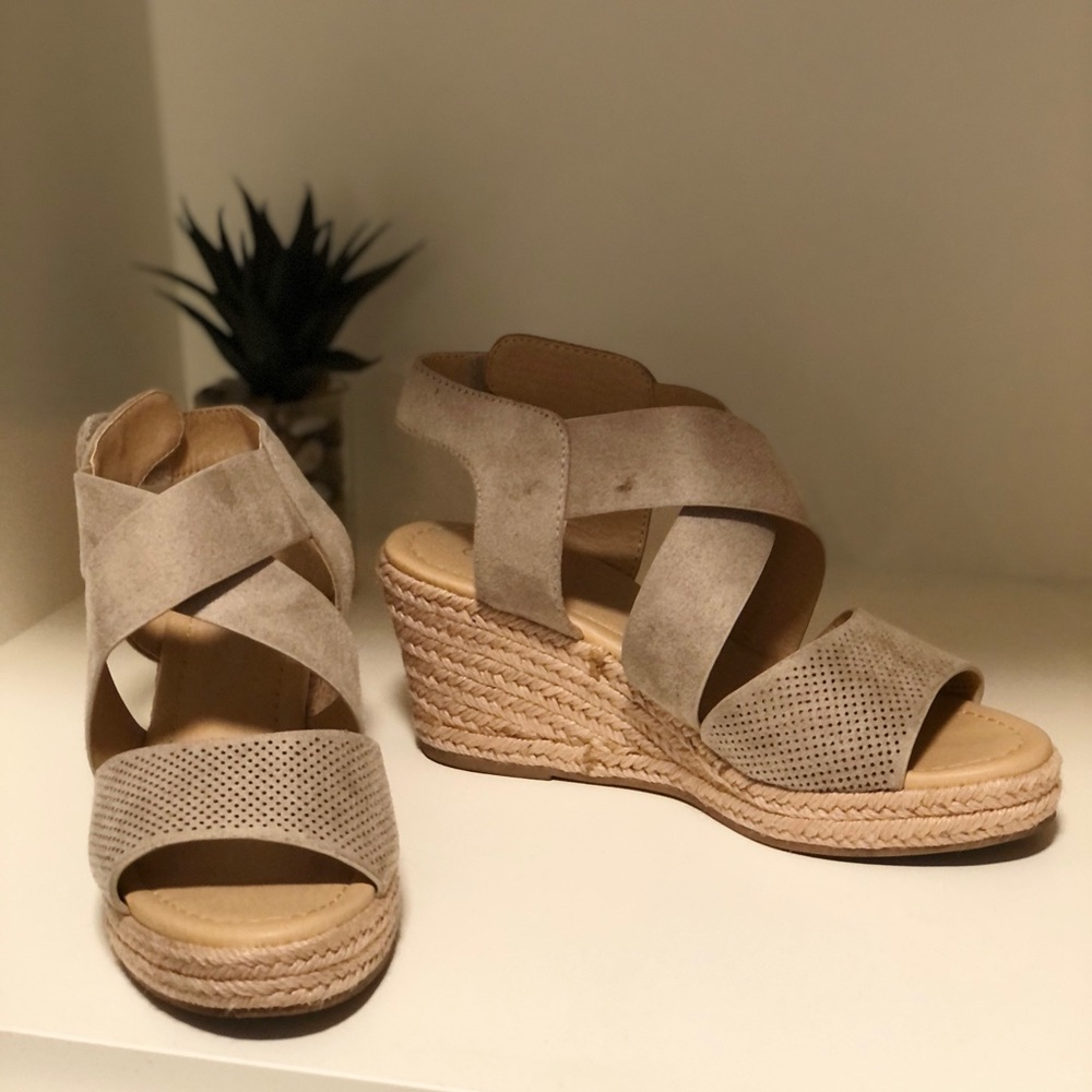 Gently used suede wedges.